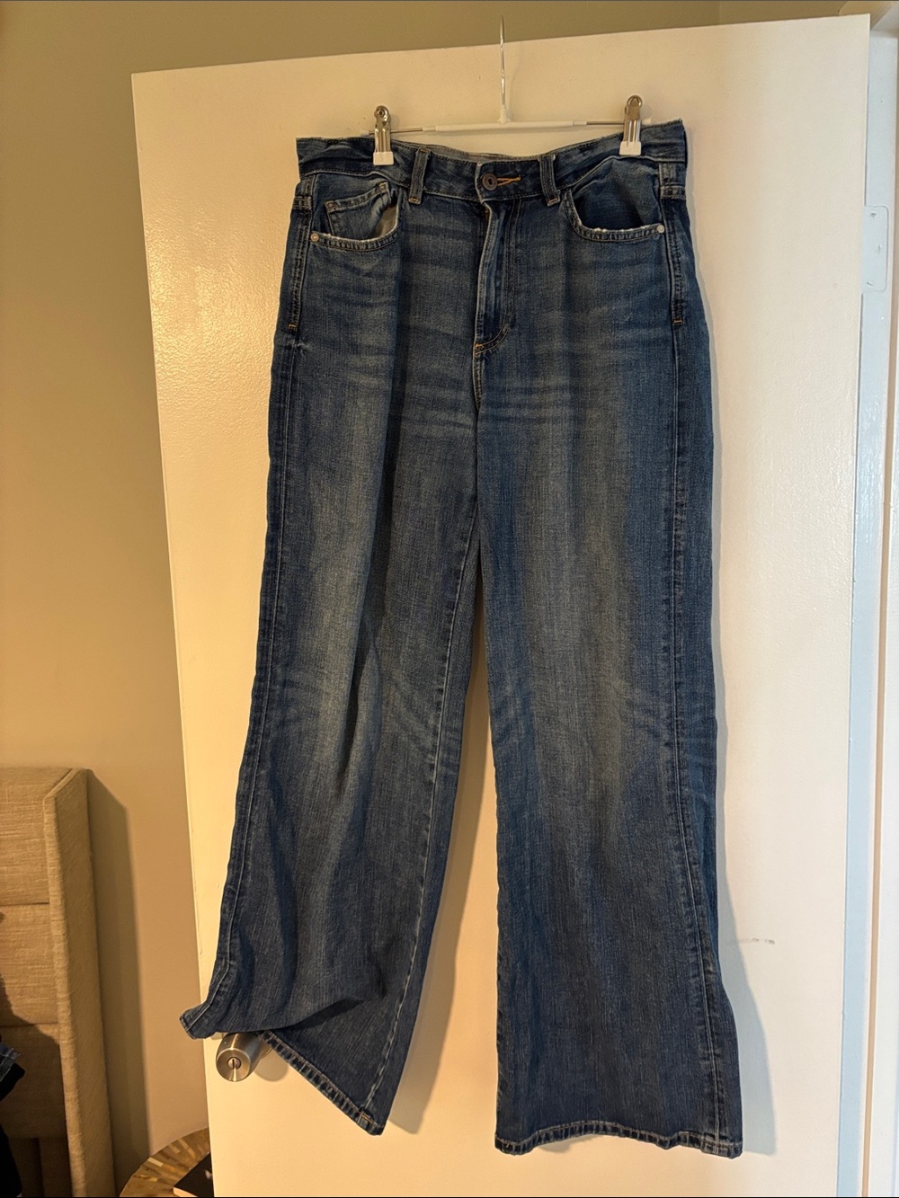Zara Blue Wide-Leg Flare Jeans